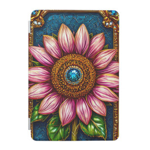 Pink Sunflower with Gemstone Details iPad Mini Cover
