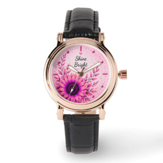 Pink Sunflower Women's Watch