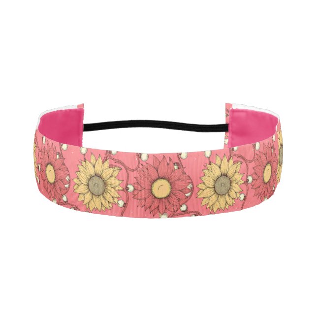 Pink Sunflowers Christmas Athletic Headband (Front)