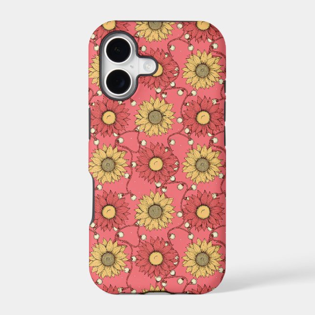 Pink Sunflowers Christmas iPhone Case (Back)
