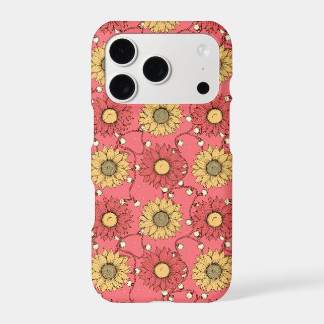 Pink Sunflowers Christmas iPhone Case (Back)