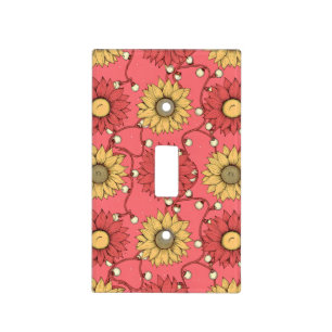 Pink Sunflowers Christmas Light Switch Cover