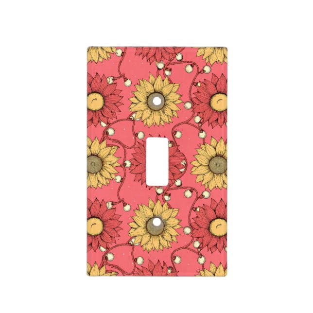 Pink Sunflowers Christmas Light Switch Cover (Front)