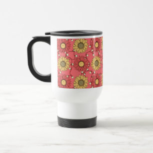 Pink Sunflowers Christmas Travel Mug