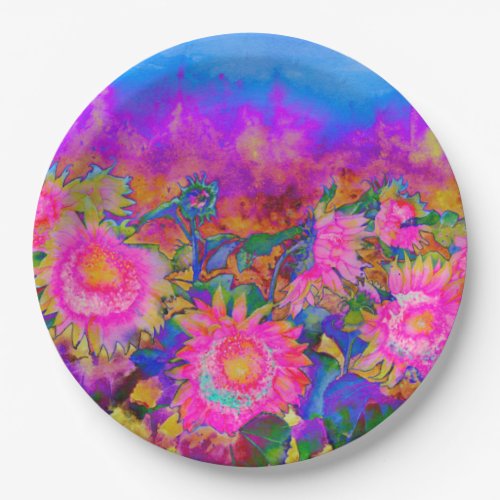 Pink Sunflowers  Paper Plates