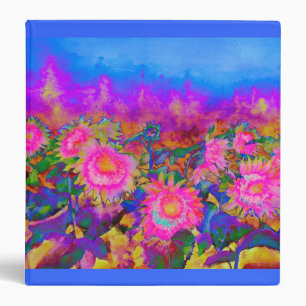 Pink Sunflowers pink floral fields flower garden Binder