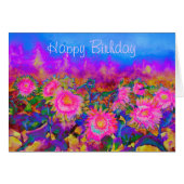 Pink Sunflowers, purple sunflowers, retro painting (Front Horizontal)