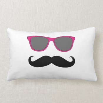 Pink Sunglasses And Black Moustache Humor Lumbar Pillow by MovieFun at Zazzle