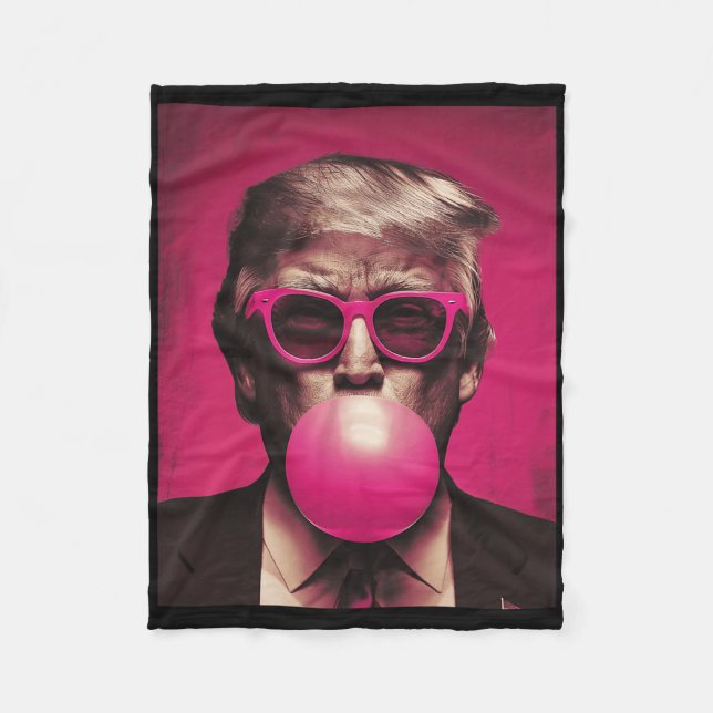 Pink Sungles Trump Bubble Gum  Fleece Blanket (Front)