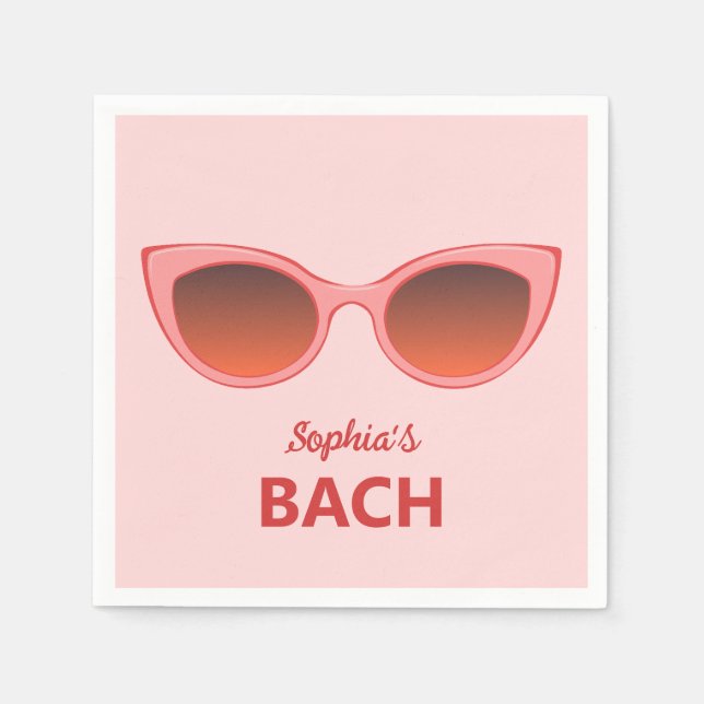 Pink Sunnies, Cat Eye Sunglasses, Feminine Shades Napkins (Front)