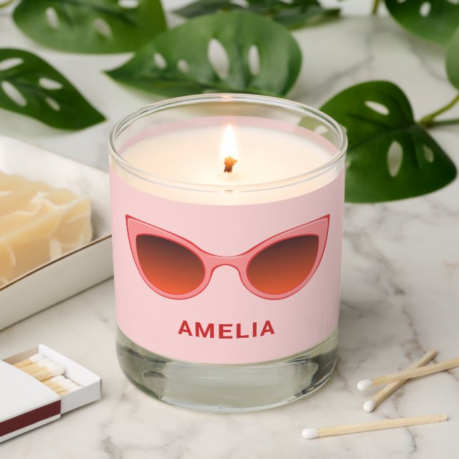 Pink Sunnies, Cat Eye Sunglasses, Feminine Shades Scented Candle (Lit)