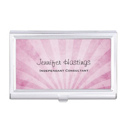 Pink sunrays with a Shabby Texture Business Card Case