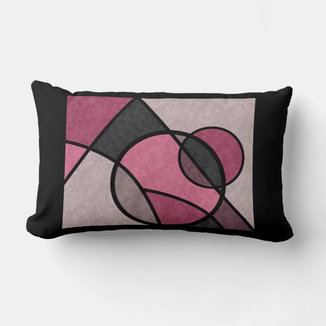 Pink sunrise , abstract lumbar pillow (Front)