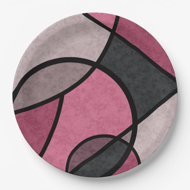 Pink sunrise , abstract paper plates (Front)