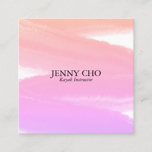 Pink sunrise inky paint stripe brush stroke water square business card