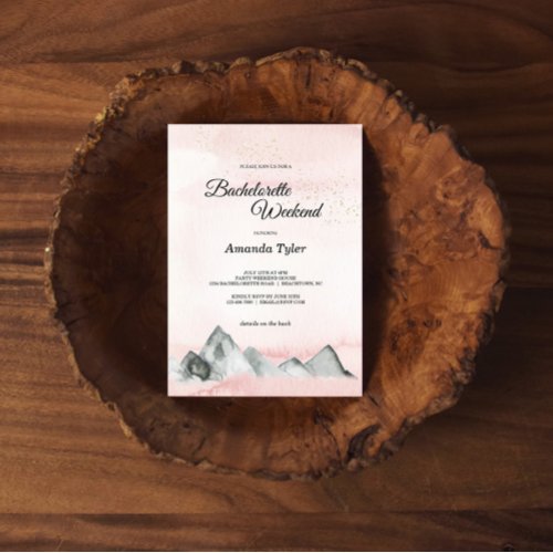 Pink Sunrise Mountain Bachelorette Weekend Invitation