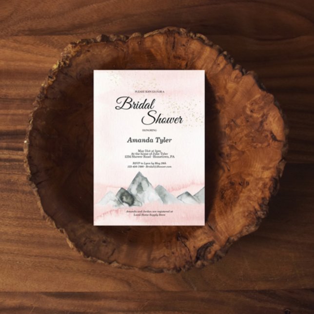 Pink Sunrise Mountain Bridal Shower Invitation (Creator Uploaded)
