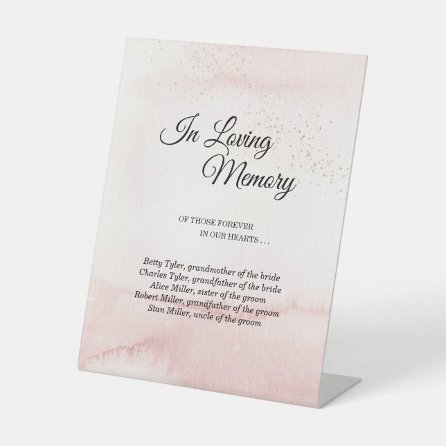 Pink Sunrise Mountain Coordinate In Loving Memory Pedestal Sign (Front)