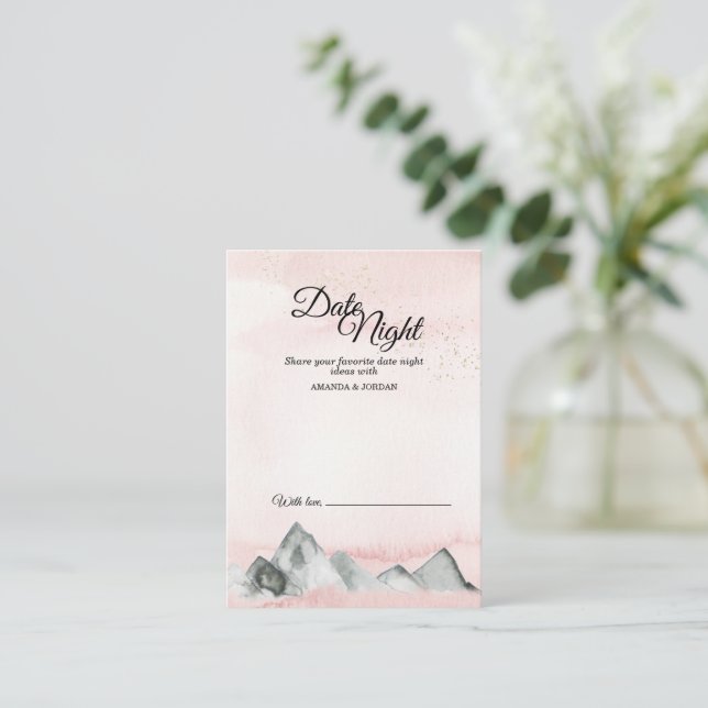 Pink Sunrise Mountain Date Night Advice Card (Standing Front)