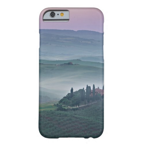 Pink sunrise over a Tuscany landscape iphone case