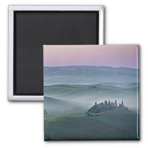 Pink sunrise over a Tuscany landscape magnet