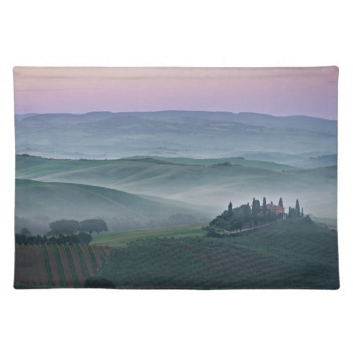 Pink sunrise over a Tuscany landscape placemat