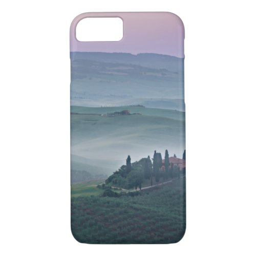 Pink sunrise over Tuscany landscape iphone 7 case
