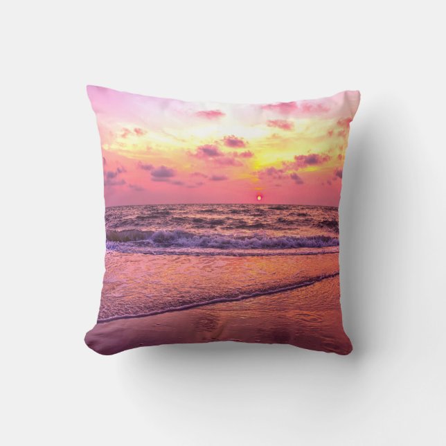 Pink Sunset Beach Naples, Florida Pillow (Front)