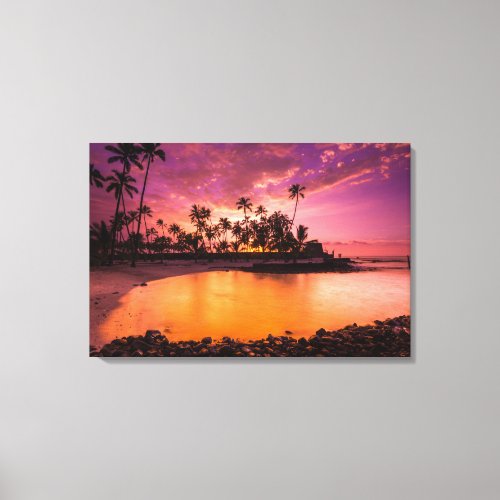 Pink Sunset Of Hawaii Beach Canvas Print