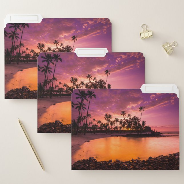 Pink Sunset Of Hawaii Beach File Folder (Set)