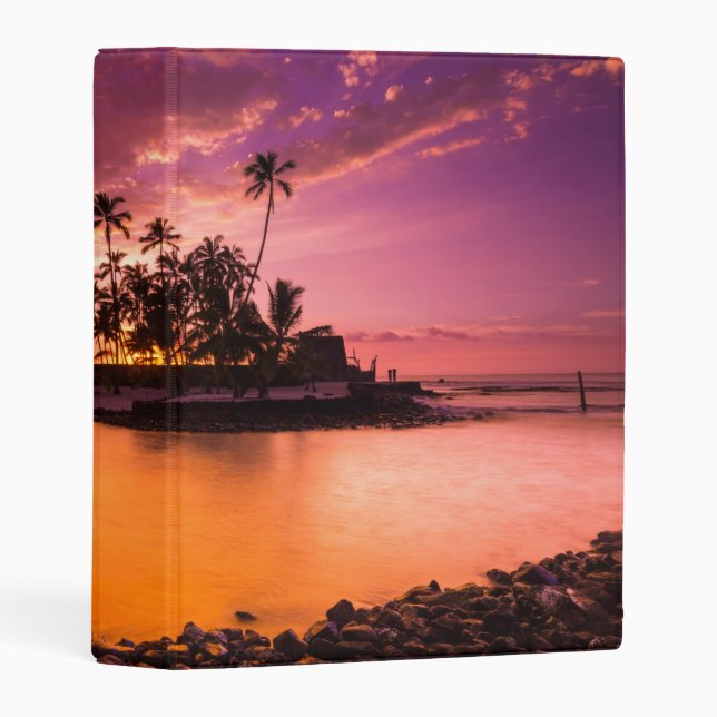 Pink Sunset Of Hawaii Beach Mini Binder (Front/Spine)