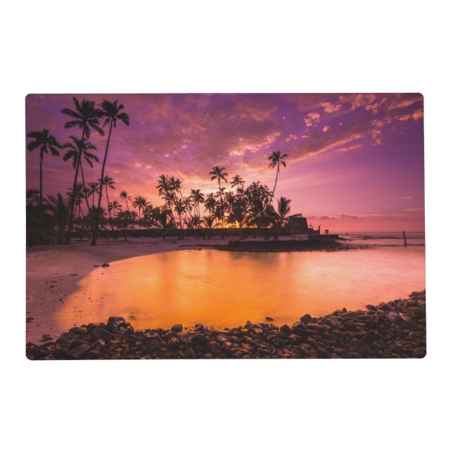 Pink Sunset Of Hawaii Beach Placemat (Front)