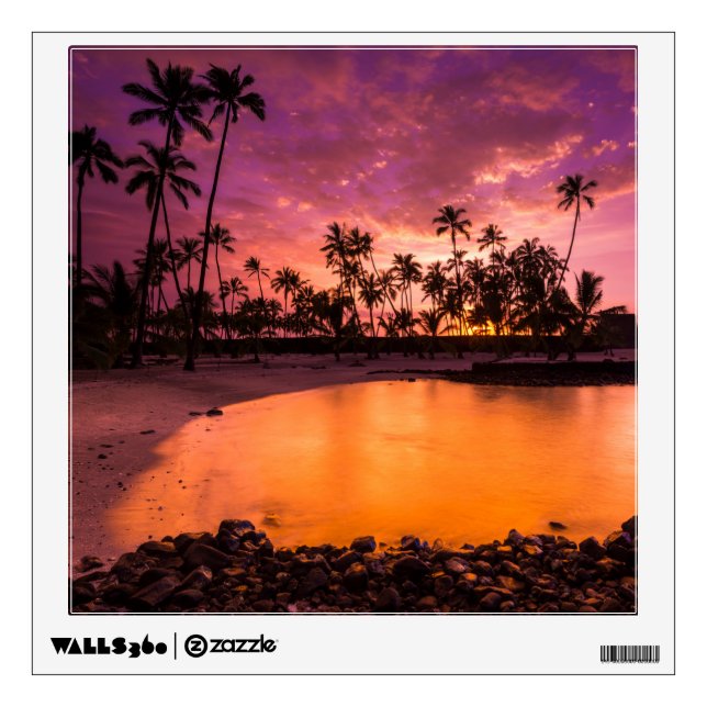 Pink Sunset Of Hawaii Beach Wall Decal (Front)