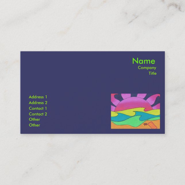 Pink Sunset on Golden Sand Business Card Template (Front)
