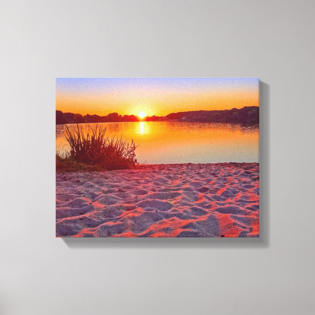 Pink Sunset on the Beach Wrapped Canvas Print (Front)