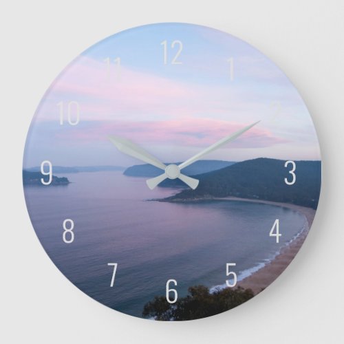 Pink Sunset Pearl Beach Landscape Australia Large Clock