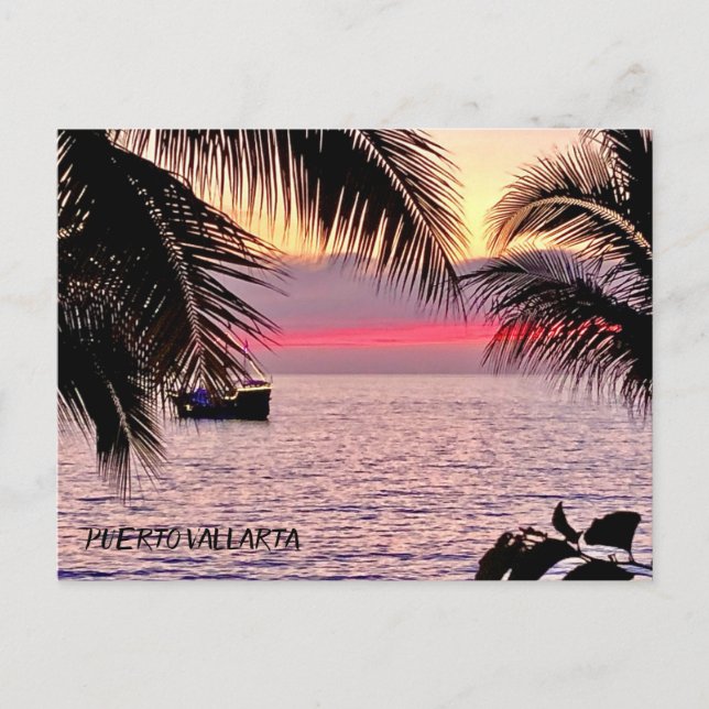 Pink Sunset Puerto Vallarta Postcard (Front)