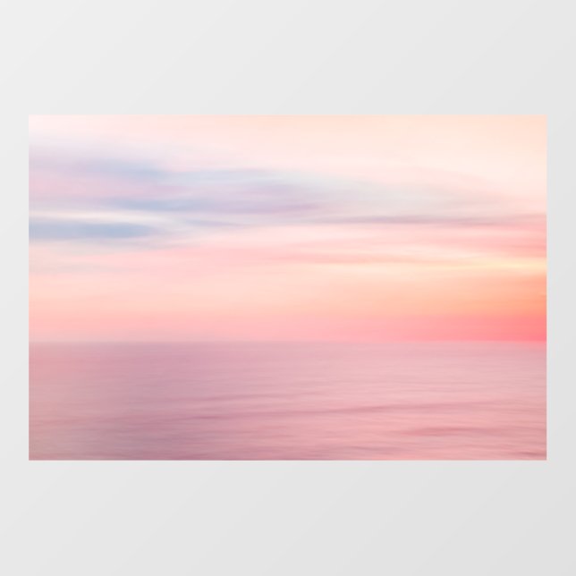 Pink sunset sky and ocean wall decal  (Front)