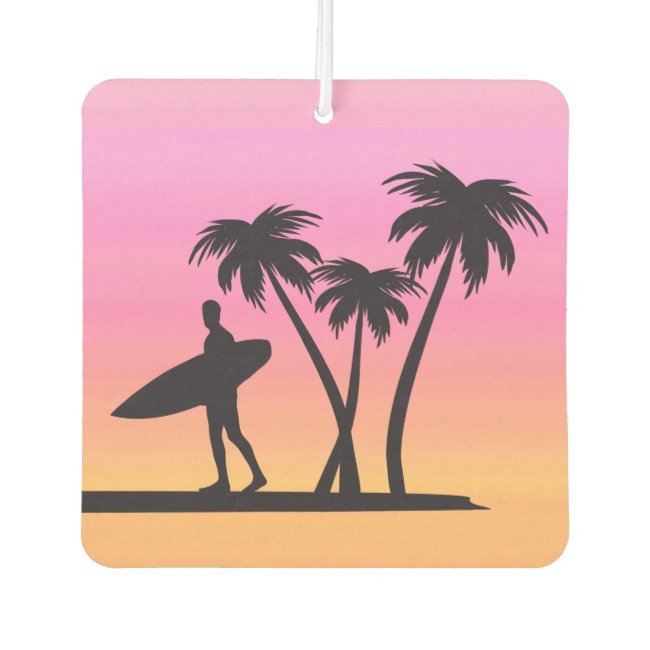 Pink Sunset Surfer Silhouette Air Freshener