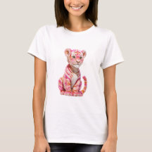 Pink Sunset Tiger Cub Artistic Illustration Women