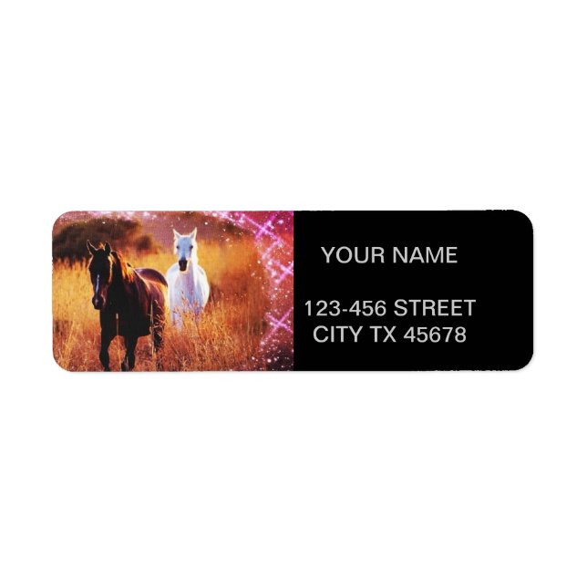 Pink Sunset Western country Galloping Horses Label (Front)