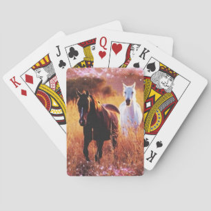 Pink Sunset Western country Galloping Horses Poker Cards