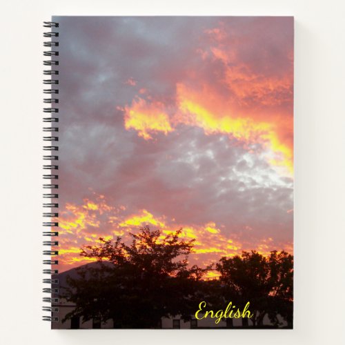 Pink Sunset with Golden_lined Clouds  Subject Notebook