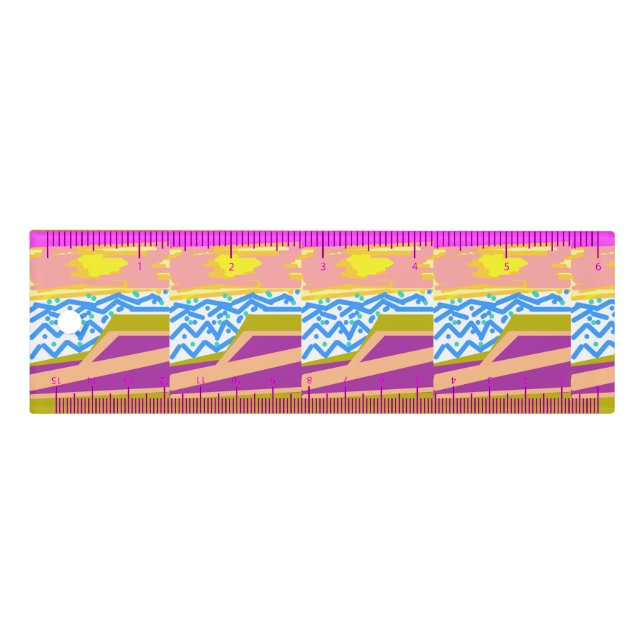 Pink Sunset Yacht Waves Pen Ruler (Front)