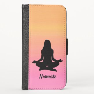 Pink Sunset Yoga Rainbow iPhone X Wallet Case