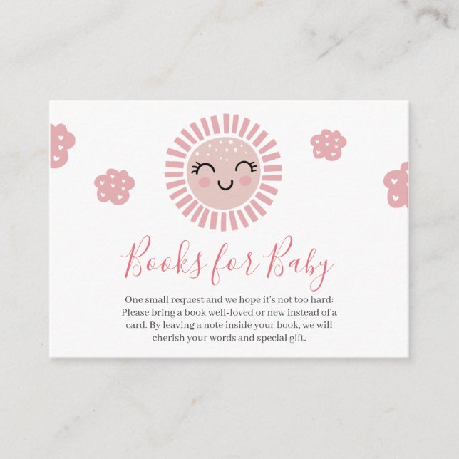 Pink Sunshine Baby Girl Shower Books for Baby  Enclosure Card (Front)