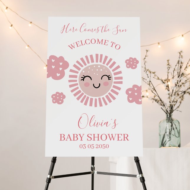 Pink Sunshine Baby Girl Shower Welcome sign (Creator Uploaded)
