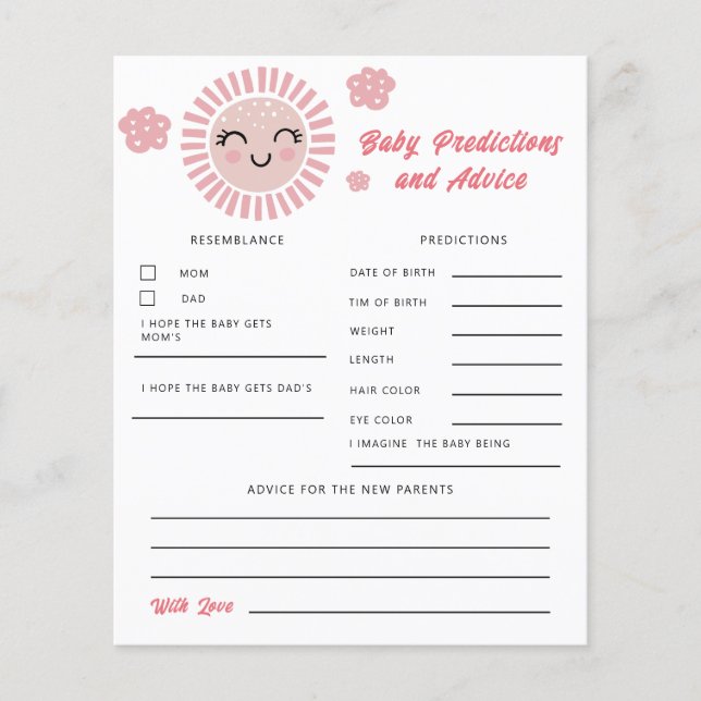 Pink Sunshine Baby Predictions and Advice  (Front)