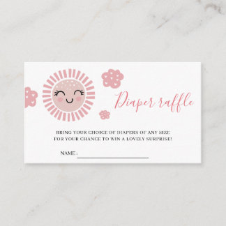 Pink Sunshine Baby Shower Diaper Raffle Ticket Enclosure Card
