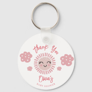 Pink Sunshine Girl Baby Shower Keychain